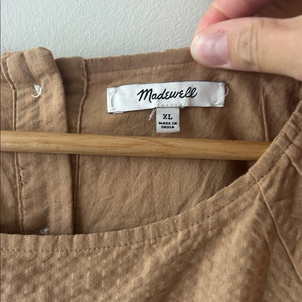 Seersucker Puff Sleeve Cutout Madewell Dress - Picture 3 of 3